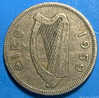 Obverse showing Irish harp and date 1959
