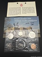 Front view of sealed six-coin set with display card and COA
