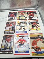 Nine cards in 3×3 sleeve layout, all Chicago Blackhawks themed