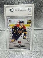 Front of graded 2015 ITG CHL Draft Connor McDavid card showing BCCG 10 label