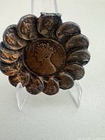 Front view showing central 1892 coin and surrounding smaller coins