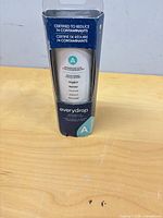 Front view of sealed Everydrop refrigerator filter packaging showing large A icon and compatibility list