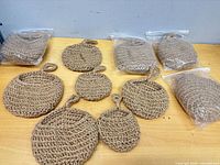 Overview of all loose baskets and sealed bags on table