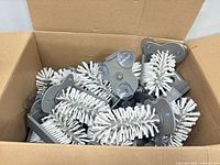 Open box showing multiple identical grey dual-brush cleaners