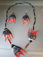 Full view of necklace and earrings