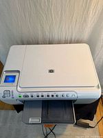 Top view of HP C5280 closed showing control panel and paper tray