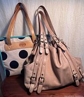 Front view of both bags showing exterior designs and size comparison
