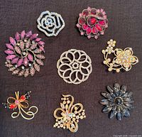 All eight brooches overview