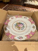 Dinner plate in box with protective wrap