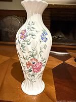 Front view of Wedgwood Avebury floral vase showing pattern and shape