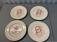 Front view of all four plates showing designs and quantity