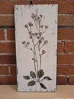Front view showing entire floral artwork and distressed finish