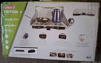 Rear of sealed box showing Coleman Triton+ stove details