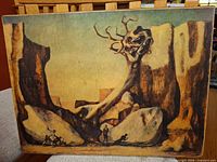 Front view of surreal landscape print on wood panel
