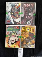 Front view showing four key comics Brigade, Deathblow, DNAgents, Scout