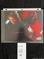 Full view of signed 8x10 photo in sleeve showing Anakin and Vader