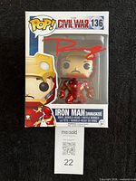 Front view of boxed Pop showing figure and autograph