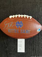 Full view of autographed Notre Dame football