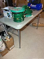 Full view of folding table with items atop