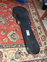 Closed black guitar case full view