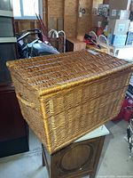 Overall view of wicker basket front and side