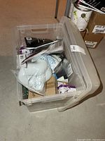 Top view of tote showing various packaged items