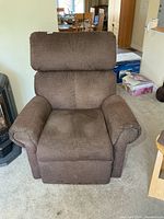 Front view of brown Pride power lift recliner