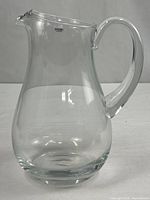 Full view of clear Krosno glass pitcher