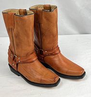 Full view of both boots standing side by side showing overall design and color