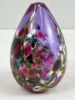 Front view of purple multicolour teardrop vase