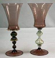 Two Murano goblets side by side showing overall form and colour