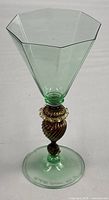 full view of Murano goblet showing bowl, stem and foot