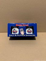 Front view of boxed Bubba Gump salt & pepper shakers
