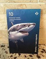 Front of Canada Post Sharks stamp booklet