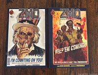 Front covers of both comic books showing titles and artwork