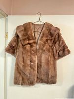 Front view of brown mink fur stole capelet