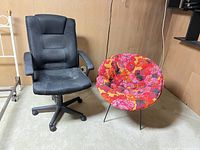 office chair and papasan chair side by side