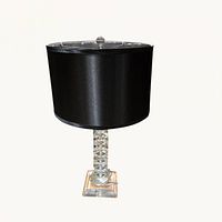 Full view of crystal lamp with black shade