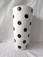 Full view of vase front showing polka dot pattern