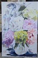 Full view of the large floral canvas painting