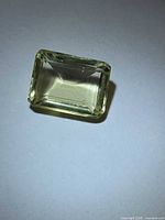 Top view of rectangular lemon citrine showing table and pavilion