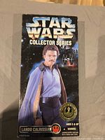 Front view of boxed Lando Calrissian Collector Series figure