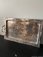 Rectangular silver-plated tray full view