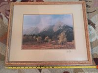 Front view of framed photograph with measuring tape