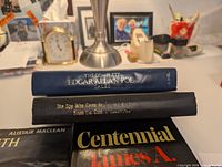 Spines of The Complete Tales of Edgar Allan Poe, The Spy Who Came In from the Cold, part of Centennial