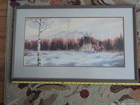 Full view of framed print showing subject matter and frame