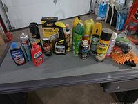 All car wash and detailing items on tabletop