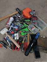 overhead view of entire mixed hand tool lot
