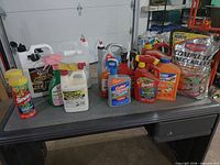 Overall view of twelve insect control products on table