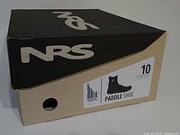 NRS branded shoe box showing size and product label